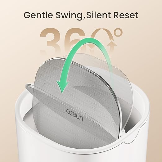 Cesun Mini Desktop Trash Can with Swing Lid, 0.4 Gallon Small Desk Trash Can, Countertop Wastebasket, Modern Tiny Tabletop Bin for Home Office, Makeup Area, or Car Interior (White)