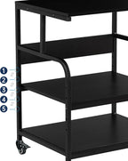 Fannova Printer Stand, 23.6 x18.9 x 30 Inches Large Printer Table with Adjustable Storage Shelf, 3 Tier Rolling Printer Cart with Wheels for Home Office, Stand for Heat Press Mini Fridge, Black