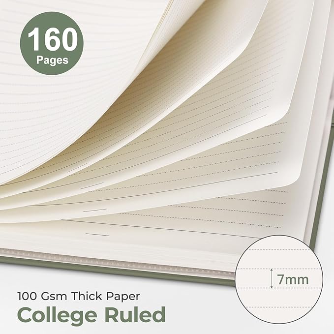 AHGXG Spiral Journal Notebook, 160 Lined Pages, A5 Medium Size (5.7'' x 8.3''), for Men & Women, Journaling, Writing, Work & Office, Hardcover, 100 GSM Thick Paper (Light Green)