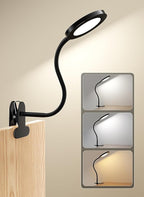 Clip on Light Infinite Dimmable Reading Lights for Books in Bed Headboard, 450LM Touch Control Clip Reading Lamp, Eye Care 3 Color Temperature Flexible Head Rotation for Bedside Night Light Black