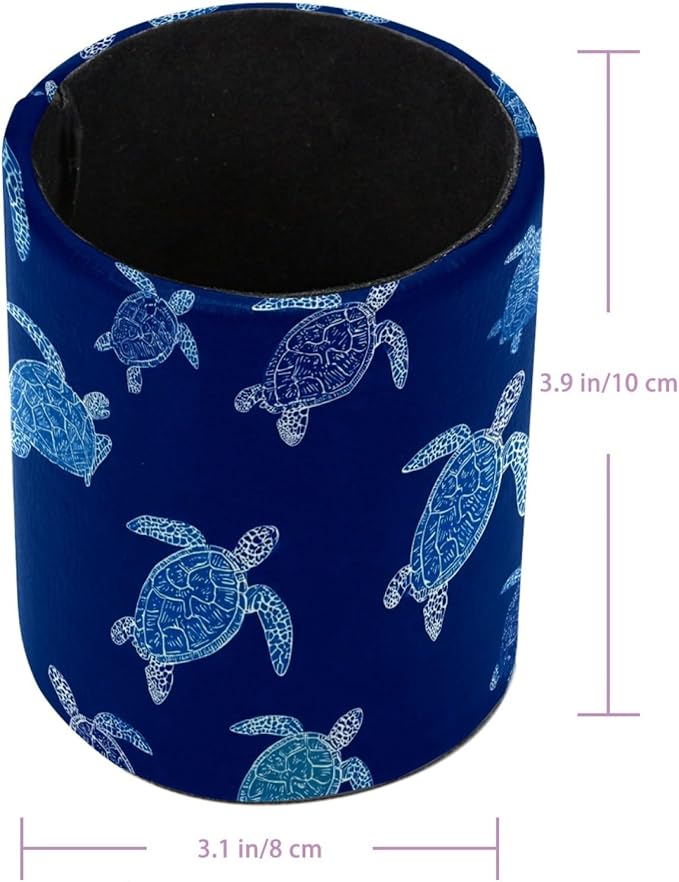Leather Pen Holder for Desk Turtles Cartoon Pencil Cup Desktop Organizer Makeup Brush Holders Office Supplies for Home, Kids & School