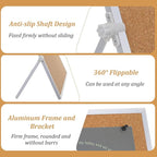 1 Pcs 11.81"×15.74" Cork Bulletin Board, Double Sided Pin with Silver Aluminum Border, Small Desktop Cork Board with Stand for Home, Office, School, Desk Message or Picture