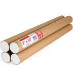 Paclord 3" x 36" Heavy-Duty Reinforced Cardboard Mailing Tube, Pack of 4 Tubes with 8 Caps – Secure USPS Approved – Great for Shipping and Storing of Prints, Artwork, Posters or Documents