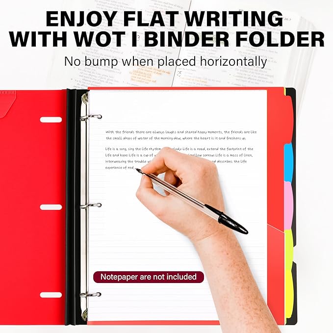 WOT I Telescoping Project Organizer 2-Pack, Refillable Binder with Dividers and Pockets, 13 Pocket Folders, 1 Inch 3 Ring Binder, Red