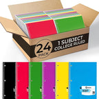Rosmonde Spiral Notebook, 24 Pack, 1 Subject, College Ruled, 70 Sheets, 8 x 10-1/2",Bulk College Ruled Spiral Notebook for School, 3 Hole Punched, Single Subject Notebook Bulk, Assorted Colors