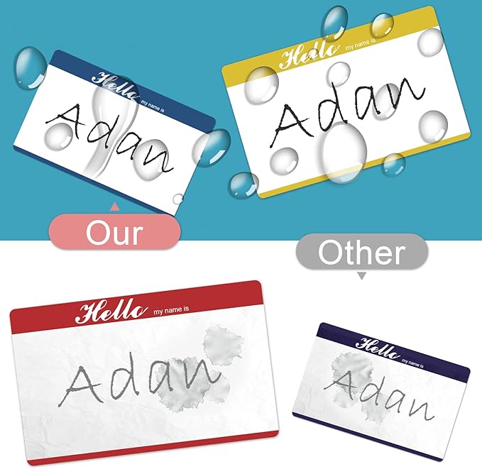 MFLABEL® Hello My Name is Stickers - 200 Colorful Name Tags Labels for Office, Meeting, School, Home - 8 Assorted Colors - 3.5" x 2.25" Self-Adhesive Name Badges