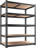 REIBII 2200LBS Storage Shelves 5 Tier Garage Shelving Heavy Duty, Adjustable Metal Shelving Unit, Garage Shelves for Basement, Warehouse, Pantry, Closet, Kitchen 72" H x 35.55" W x 16" D, Black