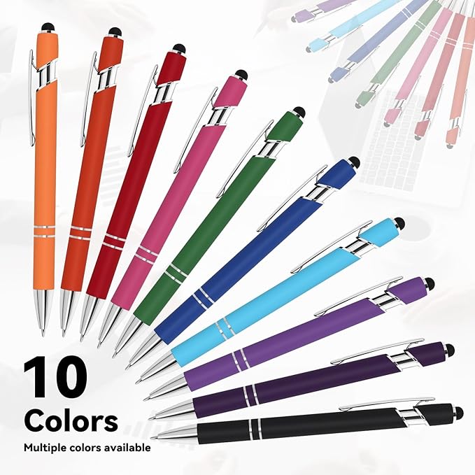 WYPAS Bulk Custom Pens - Personalized with Name, Engraved Text/Logo - Stylus Tip, Black Ink - Options for Corporate Gatherings, Events & Promotions (Red)