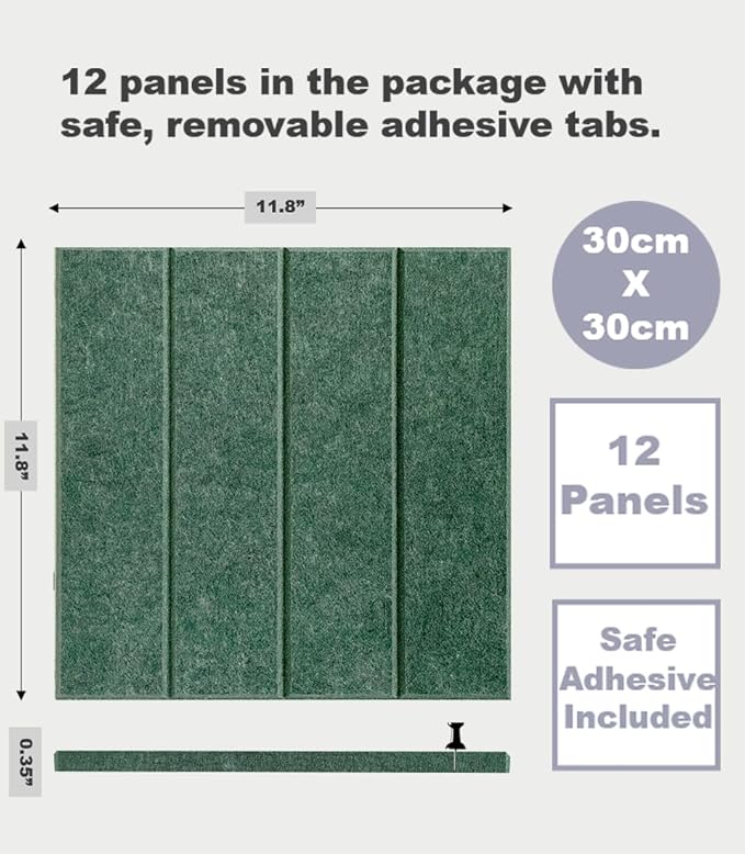 DECORITA Felt Bulletin Board Tiles | Modern Cork Board Alternative | Large Cork Boards for Walls | Aesthetic Felt Wall Panels for Office & Home Decor | Pinboard & Photo Board (12-Pack) | Tree