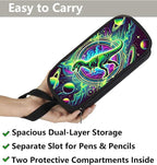 AnySmic Dinosaur Pencil Case for Boys and Girls, Dino Pencil Pouch for Kids, Big Capacity Pen Case Gifts for Child at Elementary School, Double Zipper Pen Bag Organizer with 2 Compartments