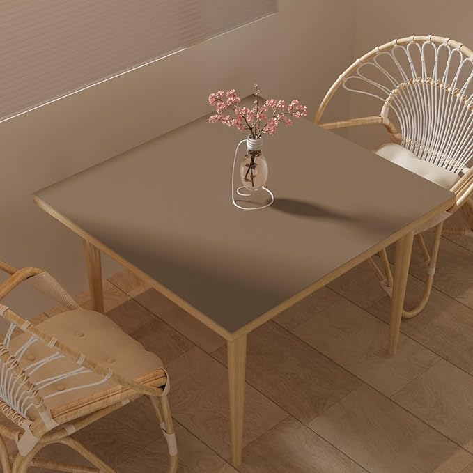 Zinkooat Leather Table Cover,1.8mm Thick,42x42 Inch Table Protector,Table Protector for Dining Room Table,Dining Table Cover,Table Cover Protector(Mud Color+Champagne Gold,42x42)