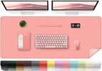 Large Desk Pad 47.2" x 17", Leather Desk Mat Protector, Non-Slip PU Leather Desk Blotter Pad, Large Mouse Keyboard Mat, Waterproof Desk Cover Pad for Office & Home(Sweet Pink)