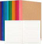 24 Pack Lined Notebook Journals Bulk, 7-1/2" x 9-3/4", Wide Ruled Paper, 30 Sheets/60 Pages, Kraft Cover with Rainbow Spines, 12 Colors Lined Composition Notebook Journal for Work Study Note Taking