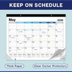 Dunwell 2026 Desk Calendar 22x17 (Blue), 22 x 17 Large Monthly Desk Blotter or Hanging Wall Calendar, Jan–Dec 2026, Lined Daily Blocks, Easy to Read