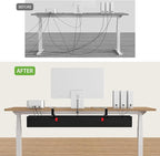 KEEGH Extra Large 48" Under Desk Cable Management Tray - Under Desk Cord Management - Clamp/Screw Mount - Support Upto 70lbs - Fabric Wire Management - Cable Raceways Tray Cord Hiders for Office/Home