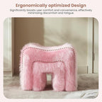 ZYKZYK Small Ottoman Set of 2 Vanity Stool Chair with Modern Ottoman Foot Rest M-Shaped Design for Bedroom Entryway Makeup Vanity Entryway (2-in-1) Pink