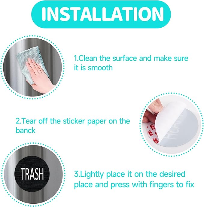 4PCS Recycle and Trash Sign Sticker for Kitchen,Self-adhensive Modern Circle Recycling Sticker for Trash Cans and Recycling Bin, Waste and Recycle Decals for Garbage Can Indoor &Outdoor Use 4Inch