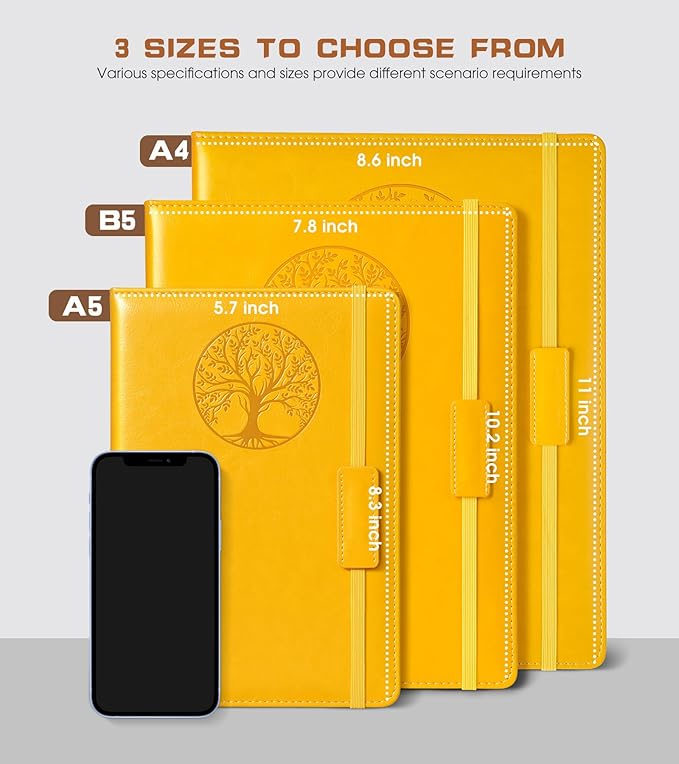 Biuwory Lined Journal Notebook for Women Men,256 Pages A4 Large Hardcover Leather Journals for Writing,Travel,Business,Work,School,College Ruled Notebooks for Note Taking, Diary Notepad 8.6"×11"