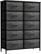 Sorbus Dresser with 10 Faux Wood Drawers - Chest Organizer Unit with Steel Frame Wood Top & Handle Easy Pull Fabric Bins for Clothes - Storage Furniture for Bedroom, Hallway, Living Room & Closet