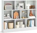 Tangkula 10-Cube Bookshelf, 47.5”L Floor Bookcase with 2 Anti-Tipping Kits, Freestanding Storage Organizer, 4-Tier Display Shelf for Home, Office & Dorms, Natural/White (White, 10-Cube)