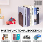 Book Ends,2 Pair Large Bookends Wood Book Ends Universal Economy Bookend (2, Large)