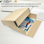 Lineco Museum Archival Storage Box, 11.75x15.25x3 in. Drop Front Design. Acid-Free with Metal Edge. Organize Photos, Pictures, Prints, Documents, Crafts, DIY. Tan, 2 Pack