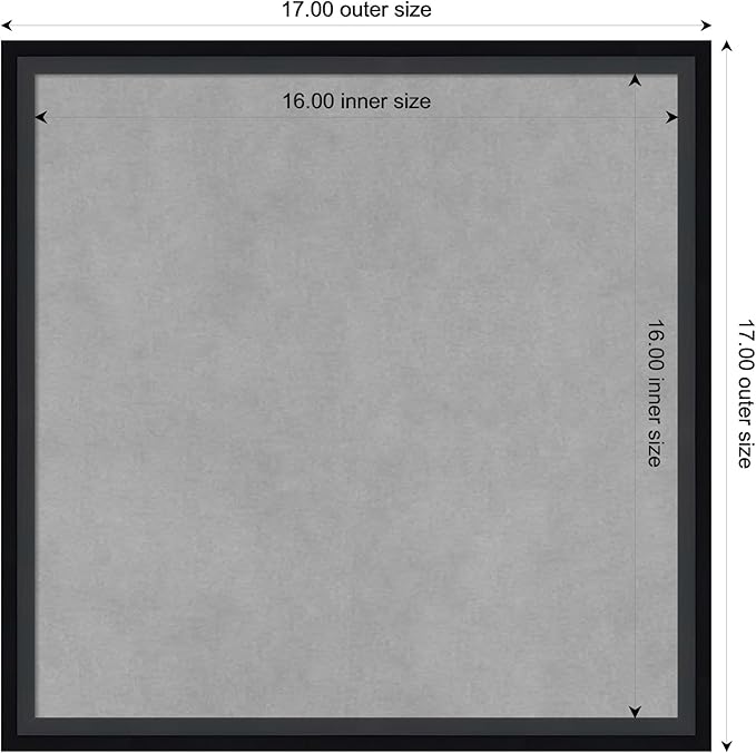 Amanti Art Black Framed Magnetic Board 17x17 Small Vision Board for use with Magnets, 100% Metal Sheet to Display Items as Office Decor or for Home Organization in mudroom, Kitchen or Kids Room