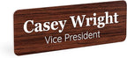 ExcelMark Custom Name Tag - Engraved Name Badge with Pin or Magnetic Backing, 16 Colors, 6 Fonts, and 2 Sizes to Choose from (Walnut w/White Letters, 1"x 3")
