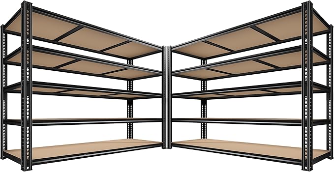 ROOMFAVE 3500LBS Garage Shelving 60" W Metal Shelving 72" H Storage Shelves Heavy Duty 5 Tier Adjustable Shelving Unit for Storage Rack Pantry Shelf Commercial,60" W x 18" D x 72" H,2PC
