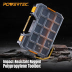 POWERTEC Stackable Tool Box Organizer with Removable Dividers - 17 Compartments, Interlocking, Portable Design (72118)