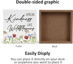 3 Pcs Inspirational Wood Box Sign Set, 5x5 Inches Motivational Quotes Wooden Blocks, Rustic Table Centerpiece Decorations