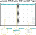 2026-2027 Planner - 18 Months Weekly & Monthly Planner from January 2026 - June 2027, Spiral Planners 2026-2027 with Elastic Closure, Inner Pocket, Medium 8.5" x 11", Black