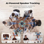 COOLPO Camera 360, 4K Video Conference Room Camera System, Webcam, AI Driven Speaker Tracking, Noise Cancellation, Works with Zoom, Google Meet, Teams and More, 15 ft Mic Pickup, PANA 5ft USB Cable