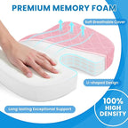 TushGuard Office/Car Seat Cushion, Non-Slip Sciatica & Back Coccyx Tailbone Pain Relief Chair Pad, Memory Foam Butt Pillow for Computer Desk, Wheelchair, Driving (Pink, XX-Large)