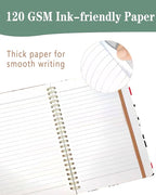 DHGPTS Spiral Journal Notebook, A5 Cute Notebooks for Women Men, College Ruled Hardcover Notebook for Work & Note Taking, 60 Pages Double-Wire Journals for Writing, White Cute Dog Paws