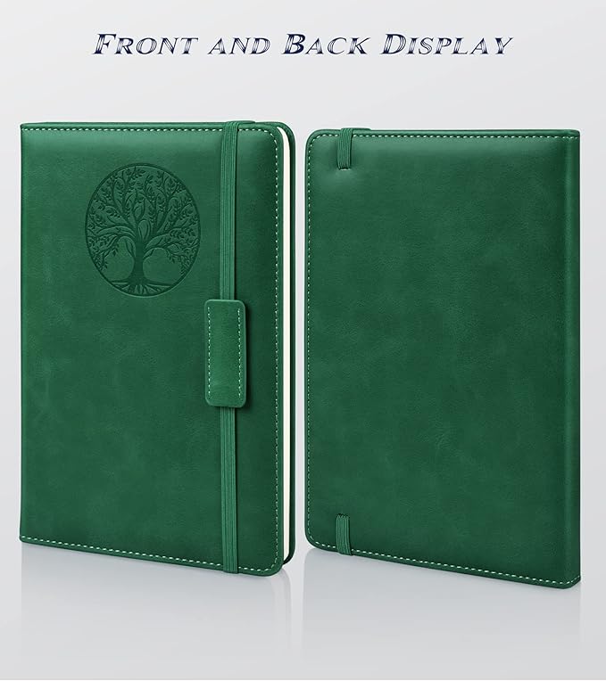 Biuwory Lined Journal Notebook for Women Men,256 Pages A5 Hardcover Leather Journals for Writing,Travel,Business,Work & School,College Ruled Notebooks for Note Taking,Diary Notepad 5.7"×8.3"(green)