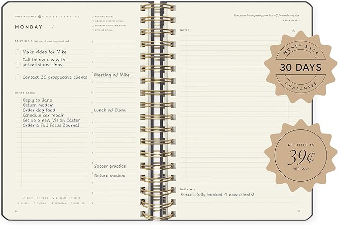 Full Focus Leather Coil Planner by Michael Hyatt - The #1 Daily Planner to Set Annual Goals, Increase Focus, Eliminate Overwhelm, and Achieve Your Biggest Goals - Hardcover (Eggplant)