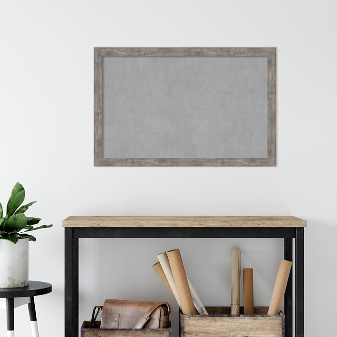 Amanti Art Silver Framed Magnetic Board 23x35 Large Vision Board for use with Magnets, 100% Metal Sheet to Display Items as Office Decor or for Home Organization in mudroom, Kitchen or Kids Room