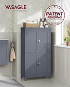 VASAGLE Floor Storage Cabinet, Freestanding Storage Unit with 4 Doors, Adjustable Shelves, 11.8 x 23.6 x 43.3 Inches, for Entryway, Bathroom, Slate Gray UBBC552G01