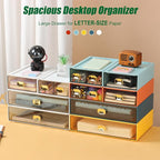 OSteed Spacious Desktop Storage Box, 1 Large Storage Drawer, Stackable Office Desk Drawer Organizer and Accessories, Printer Paper Organizer, Yellow Plastic Drawers for Workspace & Home