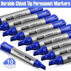 Fuutreo 10 Pack Jumbo Permanent Markers Bulk Large Chisel Tip Permanent Markers Quick Drying Waterproof Big Huge Poster Pens for Office, Logistics Company and More(Blue)