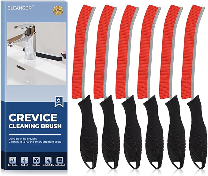 CLEANGOR Crevice Cleaning Brushes, Cleaner Scrub Brush Tool for Hard to Reach Tight Space, Home Essentials, Cleaning Supplies for Shower, Bathroom, Kitchen, Toilet, Window