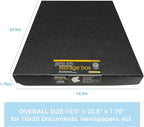Lineco, Archival Folio Storage Box. Acid-Free, Metal Edge Boxboard, Clamshell Lid. 16 x 20 x 1.75 Inches. Preserves and Organize, Stores Photos, Documents, Craft, Prints, DIY. Black, Pack of 2