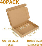 PHAREGE 7x5x1 Inch Shipping Boxes 40 Pack Brown, Tab Lock Tuck Top Mailer Boxes for Packaging Small Business, Cardboard Gift Boxes for Wrapping Mailing Present