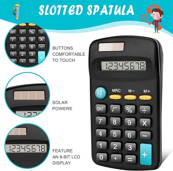 Riccioney 24 Pack Basic Mini Calculators - 8 Digit Display, Solar Battery & AC Power, Handheld for Office, School & Home