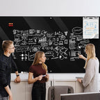 MaxGear Glass Whiteboard Wall Mounted, Frameless Magnetic Dry Erase Board, Tempered Glass, Steel-Backed, Non-Porous Smooth Surface, Floating Design, Accessories Included, for Office Home Classroom
