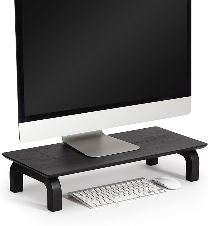 Anji Mountain Monitor Stand - Desktop Organizer & Laptop Riser, Ergonomic Monitor Riser, Space-Saving Monitor Stand for Desk, Durable Construction, Easy Assembly, Ideal for Home & Office,Black