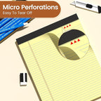 Legal Pads 8.5 X11, Narrow Ruled Notepads, 12 Pack, 50 Sheet/Pad, Yellow Legal Pads, Tear Off Notepad, Perforated Writing Pad, Notebook Paper College Ruled, Notepads for Office Home School, Notepad