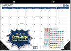 Desk Calendar 2026-2027, With 2 sticker, 18 Month Calendar Running to June 2027-22" x 17" Desktop/Wall Monthly Calendar for Homeschool or Office
