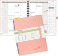 POPRUN Monthly Planner 2025-2026 Spiral Bound (8.5'' x 10.5'') 18 Months Calendar (Jul 2025 - Dec 2026) - 4 Pages per Month with Monthly Expense & Notes, Sunday Start, Leather Cover - Pink